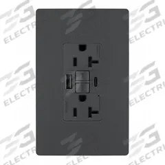 USB Receptacle: Duplex, 5-20R, 2 USB Ports, USB Type A/C, Graphite, 125V AC, 20 A, GFCI (MPN 2097TRUSBACGC4). Key specifications — Brand: LEGRAND.