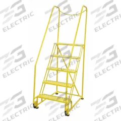 COTTERMAN Rolling Ladder: 4.2 ft Platform Ht, Assembled, Steel, 450 lb Load Capacity - Max (MPN 5TR26A6E10B8D3C2P6). Key specifications — Color: Yellow; Brand: COTTERMAN; Handrail Configuration: Double Handrails; Rear Chain: Removable Chain.