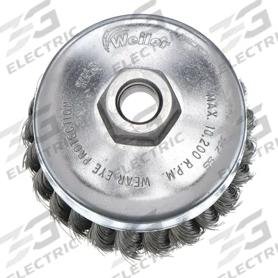 WEILER Cup Brush: Twisted Stainless Steel, 2 3/4 in Dia, 0.02 in Fill Dia - Heavy-Cleaning Brushes for Contoured Stainless Steel Surfaces