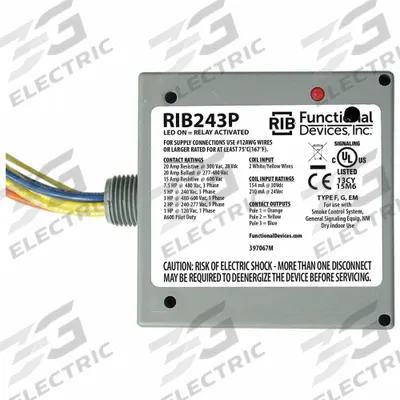 RIB Enclosed Pre-Wired Relay: 20 A Rating, 3PST-NO - General Purpose Power Relays