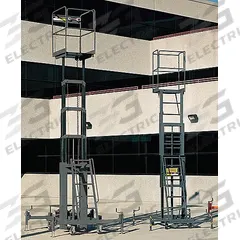 BALLYMORE Mobile Personnel Lift: Manual, Push-Around, 23.7 ft Elevated Platform Ht, 28 in x 36 in (MPN MR-24-AC). Key specifications — attr1045274: BALLYMORE; attr1045277: Outriggers.