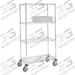 METRO Wire Shelving Unit: 60 in x 24 in x 67 7/8 in, Dry, Split Sleeve, 4 Shelves, Silver (MPN PK1053). Key specifications — attr15738: Silver; attr15739: (4) Posts; attr14157: Chrome; attr14150: Dry; attr14159: Round; attr5304: 4; attr14155: (2) Swivel with Brakes; attr14158: Steel.