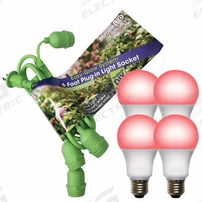 LED Grow Light Cord System: Bulb Included, For Bulb Type A, 120V AC, LED, Linkable - String Fixture Kits