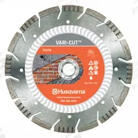 HUSQVARNA Diamond Saw Blade: Brick/Concrete/Masonry/Stone/Tile, 5 in Blade Dia., Wet, Better (MPN Vari-Cut 5). Key specifications — attr1097734: Wet; attr1097738: Angle Grinder; attr1097751: HUSQVARNA.