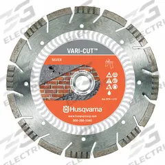 HUSQVARNA Diamond Saw Blade: Brick/Concrete/Masonry/Stone/Tile, 5 in Blade Dia., Wet, Better (MPN Vari-Cut 5). Key specifications — attr1097734: Wet; attr1097738: Angle Grinder; attr1097751: HUSQVARNA.