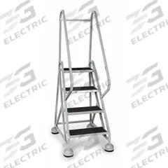 COTTERMAN Rolling Ladder: 3 ft Platform Ht, Partially Assembled, Steel, Wt-Actuated Auto-Lock (MPN ST-401 A2 C1 P5). Key specifications — Includes Handrails: Handrails Included; Material: Steel; Brand: COTTERMAN; Color: Gray.