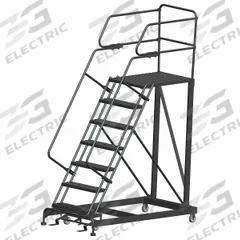 BALLYMORE Mobile Work Platform: 5.8 ft Platform Ht - Max, 36 in x 36 in, Steel, 800 lb Load Capacity (MPN SEP7-3636). Key specifications — Folding: Not Foldable; Mobility: Rolling; Brand: BALLYMORE; Color: Gray; Height Adjustability: Fixed Height; Includes Handrails: Handrails Included; Locking Mechanism: Foot-Activated Step Lock; Handrails: Includes Handrails.