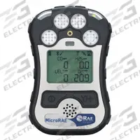 HONEYWELL Multi-Gas Detector: IP65, HONEYWELL RAE Systems MicroRAE, Lithium Ion, CO/H2S/O2, MicroRAE (MPN MBB3-A1C112E-410). Key specifications — Gas Detected: Combustible; Housing Color: Black; Battery Chemistry: Lithium Ion; Communication Protocol: Bluetooth.