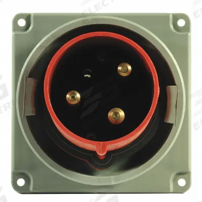 HUBBELL Pin and Sleeve Inlet: Red, 480V AC, Single Phase, 20 A, 2 Pole, 3 Wire - Watertight Inlets