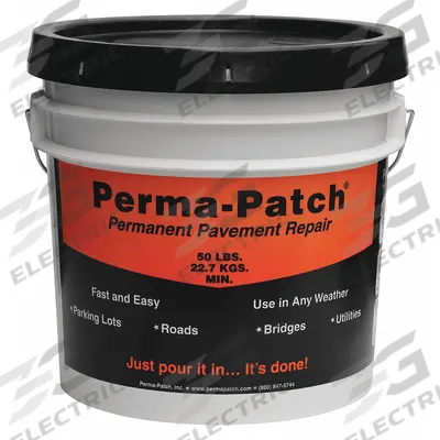 PERMA-PATCH Cold Patch: PP-50-FP, Limestone Asphalt Mix, 50 lb Container Size, Pail - Ready-to-Use Pothole Cold Patching