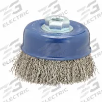 APPROVED VENDOR Cup Brush: Crimped Stainless Steel, 4 in Dia, 0.02 in Fill Dia, 5/8"-11 Arbor (MPN 66254442948). Key specifications — Brand: APPROVED VENDOR; Bristle Type: Crimped Wire; Connection Size & Type: 5/8"-11 Arbor Hole.