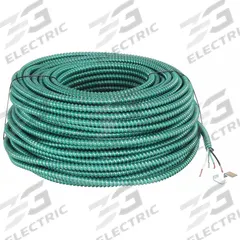 SOUTHWIRE Metal Clad Armored Cable: 12 AWG, 2 Conductors, Stranded, 250 ft, 600 V Volt, MC-HCF (MPN 55636101). Key specifications — Grounding Conductor Insulation Color: Green; Brand: SOUTHWIRE.