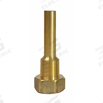 WEISS Industrial Thermowell: Brass, For 3 1/2 in Stem Lg, 3 1/2 in Insertion Lg - Straight-Shank Threaded Thermowells
