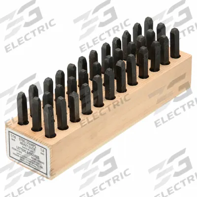 YOUNG BROS. STAMP WORKS Hand Stamp Kit: 0 thru 9 (6 doubles as 9)/Ampersand (&)/A thru Z - Heavy-Duty Sharp-Face Hand Stamps