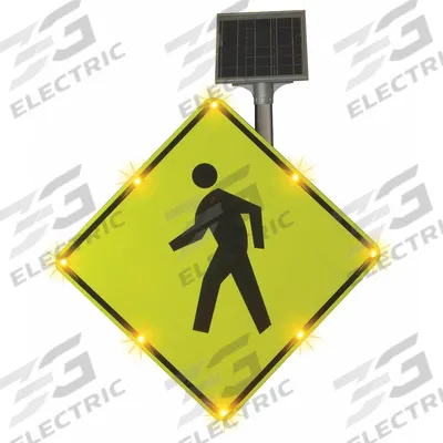 LED Crossing Sign: 36 in x 36 in Nominal Sign Size (W x H), Aluminum, W11-2 MUTCD - Flashing LED School Crossing Signs