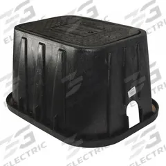 NDS Meter Box: Polyolefin, Rectangular, 13 in Overall Ht, 16 1/4 in Overall Wd, 21 1/2 in Overall Lg (MPN D1200-DIRB). Key specifications — Brand: NDS; Material: Polyolefin; Color: Black.