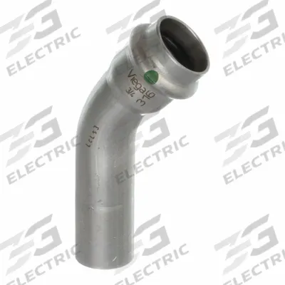 VIEGA PROPRESS Crimp Elbow Fitting: 3/4 in CTS x 3/4 in CTS Size, 45° Elbow, Press-fit x FTG - Potable Water Stainless Steel Press Tube Fittings