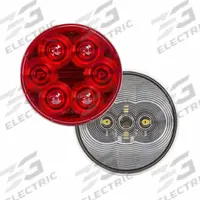 MAXXIMA Retail Kit: LED, Stop, Turn, and Tail Combo Light, Red/White, Round, 4 5/16 in Overall Dia (MPN M42346RBU-KIT). Key specifications — Standards: DOT/SAE Stop: J2040, J2261/Back-Up: J593; Electrical Connection: PL-3 Connector; Brand: MAXXIMA; Installation Type: Permanent; Lens Color: White; Mount Type: Grommet; Lighting Technology: LED; Light Type: Stop, Turn, and Tail Combination Light.