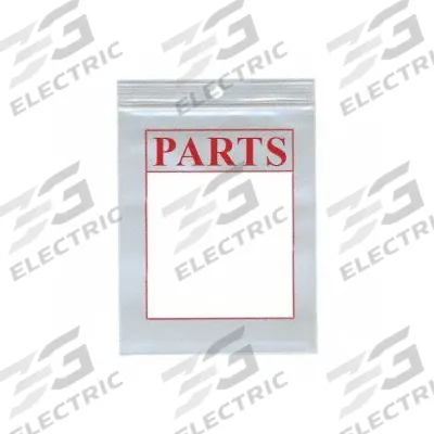 APPROVED VENDOR Reclosable Bag: PARTS, 2 mil Thick, 3 in Wd, 4 in Lg, Hang Hole Included - Preprinted PARTS Poly Bags