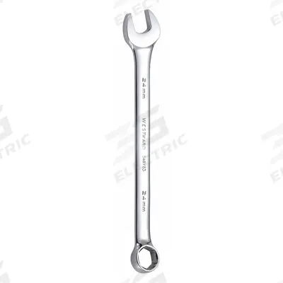 WESTWARD Combination Wrench: Alloy Steel, Chrome, 24 mm Head Size, 12 3/8 in Overall Lg - Metric 12-Point Combination Wrenches