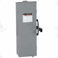 SQUARE D Safety Switch: Fusible, 60 A, Three Phase, 600V AC, Galvanized Steel, Indoor/Outdoor (MPN DT362RB). Key specifications — Brand: SQUARE D.