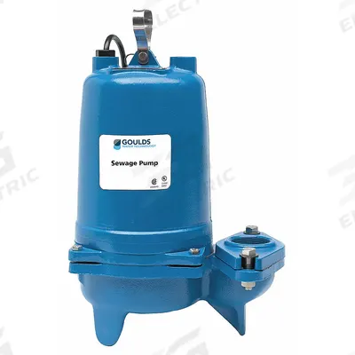 GOULDS Sewage Ejector Pump: Cast Iron, Single Phase, 1/2 hp, 230V AC, 2 in Max. Dia. Solids - General Purpose Sewage Ejector Pumps