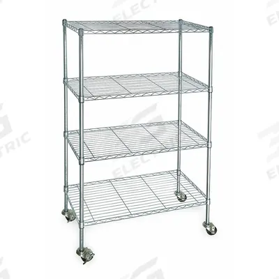 APPROVED VENDOR Wire Shelving Unit: 48 in x 18 in x 68 in, Dry, Split Sleeve, 4 Shelves - Mobile Wire Shelving for Dry Use