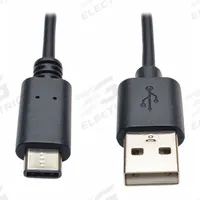 TRIPP LITE USB Cable: Type A End 1, Type C End 2, Black, 6 ft Lg, 2.0 USB Specification (MPN U038-006). Key specifications — End 1 Connection Type: Type A; Color: Black; Brand: TRIPP LITE; Jacket Material: PVC; End 2 Connection Type: Type C.