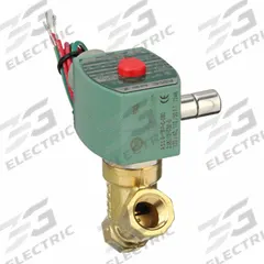 REDHAT Solenoid Valve: 2-Way, Normally Closed, 3/8 in Pipe Size, 120V AC, High Flow, Brass Body (MPN 8030G010). Key specifications — Pipe Size: 3/8 in; Voltage: 120V AC; Brand: REDHAT; Coil Enclosure: Without Junction Box.