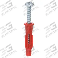 Expansion Anchor Set: 9/64 in Dia, 1 1/4 in Overall Lg, Plastic, Plain, Plastic, Plain, 100 PK (MPN U30503.006.0150). Key specifications — Compatible Material: Drywall; Includes Screw: Yes; System of Measurement: Inch; Color: Red; Brand: APPROVED VENDOR; Finish Type: Plain.