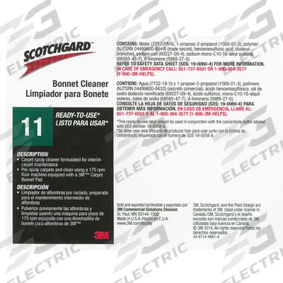 TOLCO Secondary Bottle Label: 11 in Ht, 8 1/2 in Wd, Scotchgard Bonnet Cleaner 11 - Secondary Container Labels and Tags