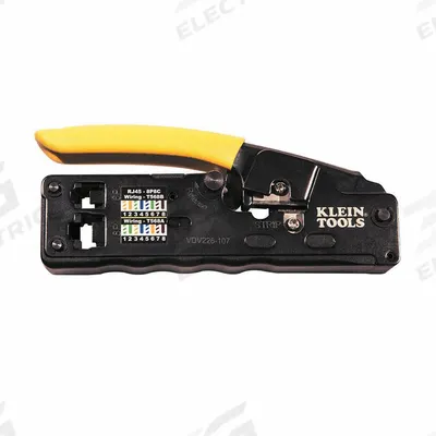 KLEIN TOOLS Ratchet Crimper: For RJ-11/RJ-12/RJ-45, Cat3/Cat5e/Cat6 - Modular Data Plug Crimpers