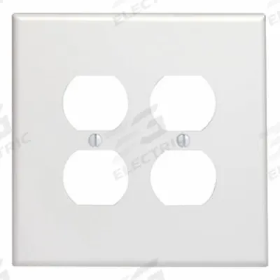 LEVITON Wall Plate: Duplex Outlet, 2 Gang, White - General Purpose Wall Plates