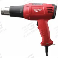 MILWAUKEE Heat Gun: Pistol-Grip, Surface Temp Control, 120V AC, Two-Prong, 11.6 A Current (MPN 8977-20). Key specifications — attr1324916: (1) Bare Tool; attr1257106: Two-Prong; attr1257126: No; attr1257132: MILWAUKEE; attr1257155: 115V AC.