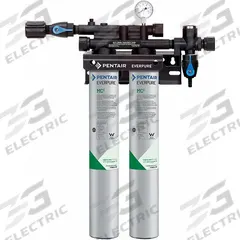 EVERPURE Water Filtration System: 0.2 micron, 3.3 gpm, FNPT, 25 1/4 in Overall Ht, 18,000 gal (MPN EV927502 -75). Key specifications — Brand: EVERPURE; Reduces: Chlorine; Filter Media: Sediment.