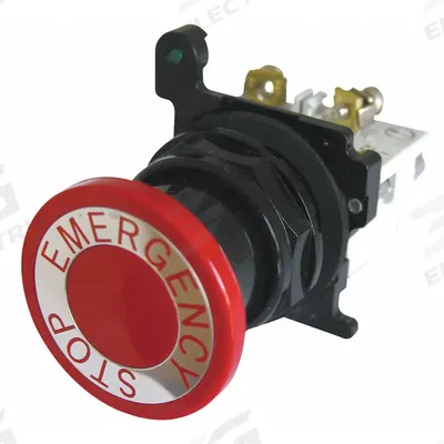 EATON Mushroom Head Push Button: Non-Illuminated, Mushroom Head Profile, Metallic - Mushroom-Head Push Buttons