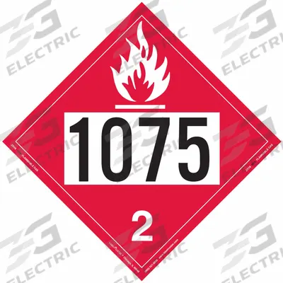 LABELMASTER Flammable Gas Placard: 1075, 10 3/4 in x 10 3/4 in, 10 3/4 in Label Ht - Class 2: Gases