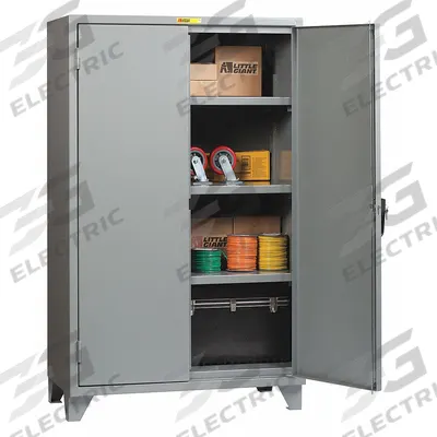 LITTLE GIANT Storage Cabinet: 48 in x 30 in x 78 in, Swing Handle & Keyed, 12 ga Panel Thick - Industrial Shelf Cabinets