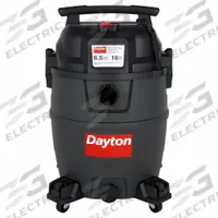 DAYTON Shop Vacuum: 16 gal Tank Size, Plastic, 2 1/2 in Vacuum Hose Dia, 6 ft Hose Lg, Wet/Dry, Std (MPN 807HR8). Key specifications — Tank Material: Plastic; Vacuum Pickup Type: Wet/Dry; Brand: DAYTON; Special Features: Quiet Technology.