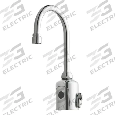 CHICAGO FAUCETS Bathroom Sensor Faucet: HyTronic Gooseneck, Cast Brass - Single-Post Sensor Bathroom Faucets
