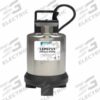 GOULDS Corrosion-resistant construction sump pump: 1/3 hp, 115V AC, 3/8 in Max. Dia. Solids - General Purpose Submersible Sump Pumps