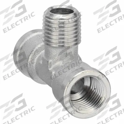 LEGRIS Metal Pipe Tee: Tee, 1/4 in x 1/4 in x 1/4 in, Nickel-Plated Brass, 870 psi - Threaded Medium-Pressure Pipe Fittings