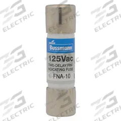 BUSSMANN Fuse: FNA Series, Midget, Time-Delay, 300 mA, 250 V AC, 13/32 in x 1 1/2 in, Indicating (MPN FNA-3/10). Key specifications — Series: FNA; Brand: BUSSMANN.