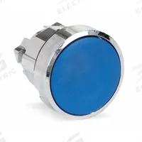 SCHNEIDER Flush Push Button: Blue, 22 mm Mounting Size, Metallic, Maintained (MPN ZB4BH06). Key specifications — Brand: SCHNEIDER; Action: Maintained; Series: XB4; Push Button Material Type: Metallic.