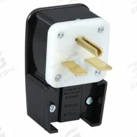 LEVITON Straight Blade Plug: 6-30P, 250V AC, 30 A, 2 Pole, 3 Blade, Black (MPN 9630-P)