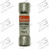 BUSSMANN Fuse: FNQ Series, Midget, Time-Delay, 6 A, 500 V AC, 13/32 in x 1 1/2 in, Non-Indicating (MPN FNQ-6). Key specifications — Series: FNQ; Brand: BUSSMANN.