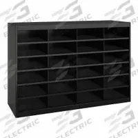 SAFCO Literature Rack: Black, 24 Compartments, Includes Label Holders, 12 3/4 in Overall Dp, Steel (MPN 9211BLR). Key specifications — attr986470: Yes; attr986455: Black; attr986477: Steel; attr986454: SAFCO; attr986462: 9200BL; attr986487: Mail and Literature Sorter.