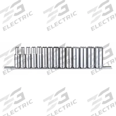WESTWARD Socket Set: 3/8 in Drive, 14 Piece, 12-Point, Metric - SAE & Metric Socket Sets