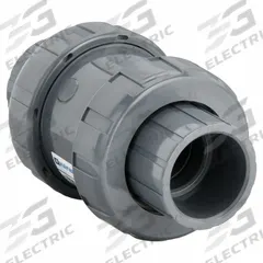 HAYWARD Check Valve: Ball, Inline Valve Body, PVC, 1 1/2 in Pipe Size, True Union Socket/NPT, Std (MPN TC10150ST). Key specifications — Ball Material: PVC; Brand: HAYWARD.