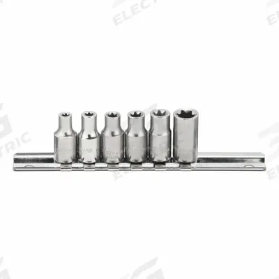 WESTWARD Socket Bit Set: 1/4 in Drive, 6 Piece, External Torx, Torx - External Torx & Torx Plus Socket Sets